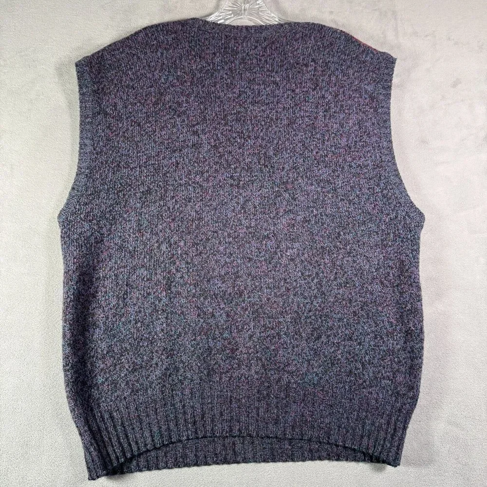 VTG Parisian Sweater Vest Mens XL Blue Plaid‎ Wool Blend Italy Made Golf Preppy